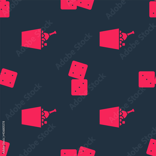 Set Champagne in an ice bucket and Game dice on seamless pattern. Vector