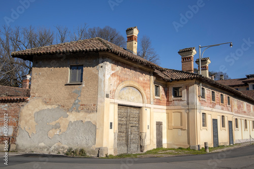 Robecco sul Naviglio ( MI ), Italy - April 01, 2021: Robecco sul Naviglio town and Naviglio Grande, Milano, Lombardy, Italy photo