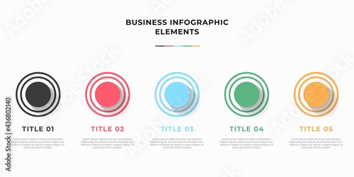 Presentation business infographic template with 5 options or steps. Modern infographic design template. Creative concept of five stages of business project