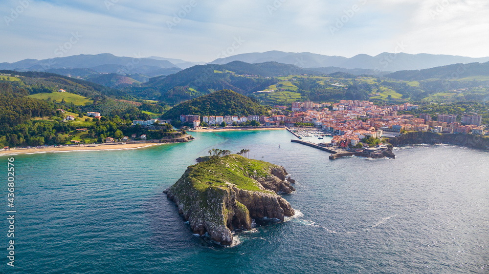 aerial view of lekeitio fishing town, Basque country	