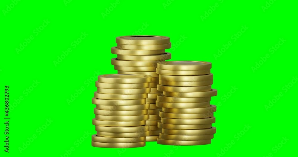 Golden money coins stacks growing Golden money coins stacks growing