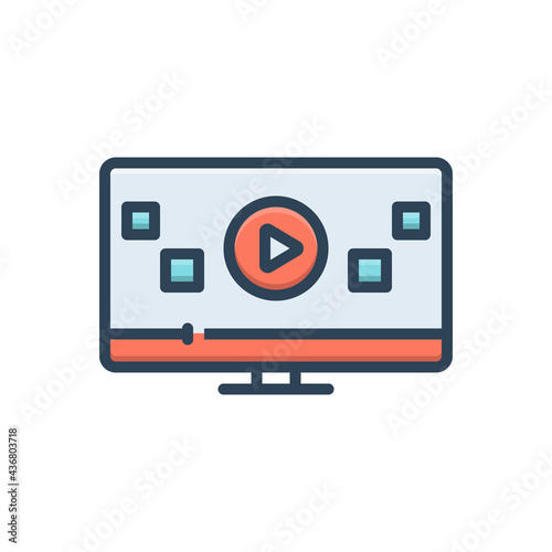 Color illustration icon for ad viedo
