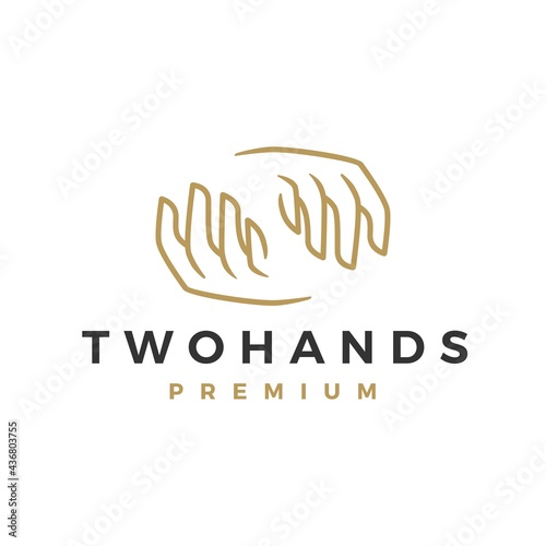 two hand cupping above below logo vector icon illustration