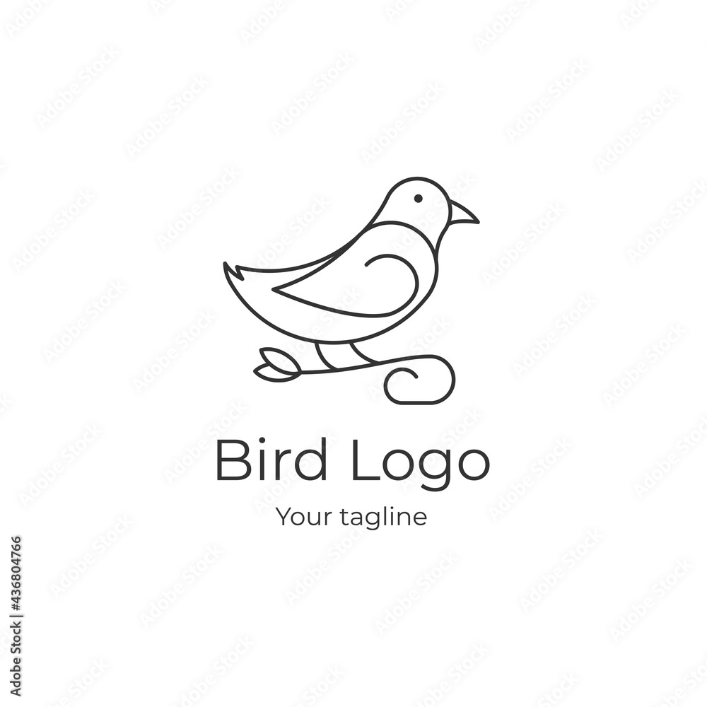 Fototapeta premium line art bird logo simple isloated on white background