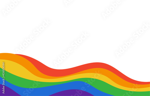 LGBT rainbow flat wave flag flutter of lesbian, gay, and bisexual colorful frame border vector background