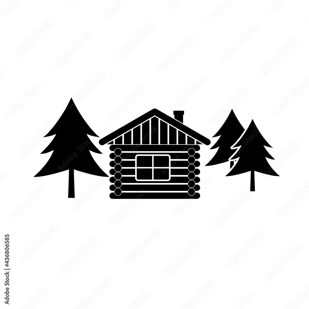Wood house logo. Cabin log icon isolated on white background Wood house logo. Cabin log icon isolated on white background
