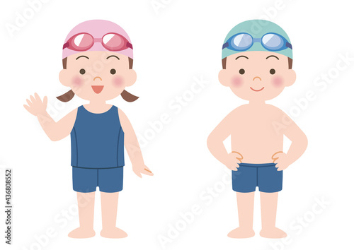 水着の子どものイラスト