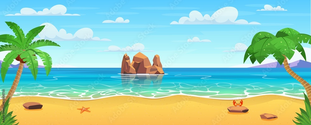 Cartoon summer beach.