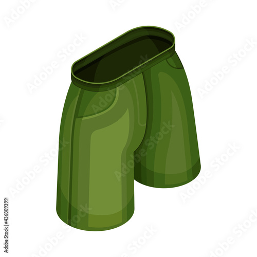 Green Shorts with Side Pockets as Clothing or Apparel Item Made of Fabric Isometric Vector Illustration