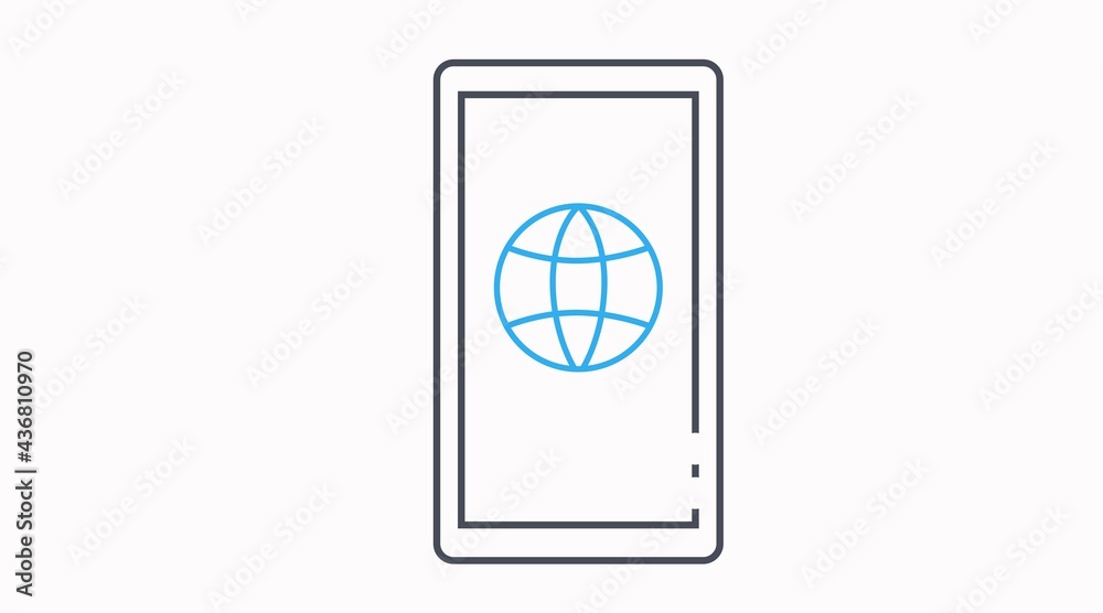 Internet Browser Mobile Icon. Vector flat isolated illustration of a Smartphone Device with a Internet Browse icon Internet Browser Mobile Icon. Vector flat isolated illustration of a Smartphone Device with a Internet Browse icon