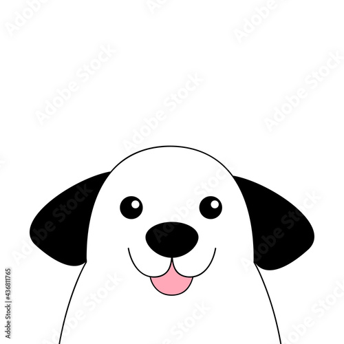 Dog contour line face head silhouette. Cute cartoon pooch character. Doodle linear sketch.Kawaii animal. Funny baby puppy. Love Greeting card Flat design White background Isolated.