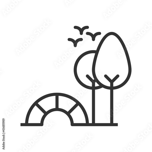 park icon vector ,line ,tree ,bridge