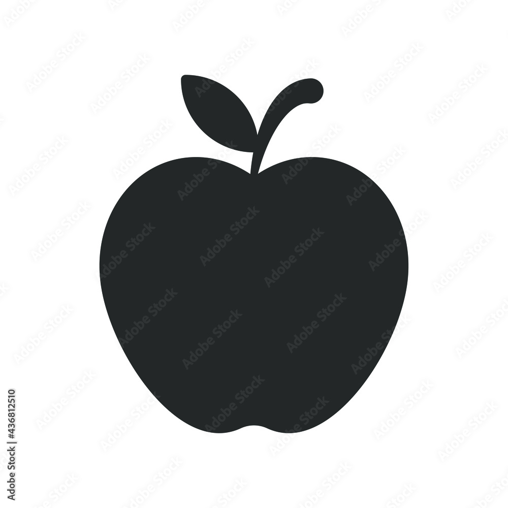 Fototapeta premium Apple shape icon. Fruit silhouette symbol logo. Vector illustration image. Isolated on white background.