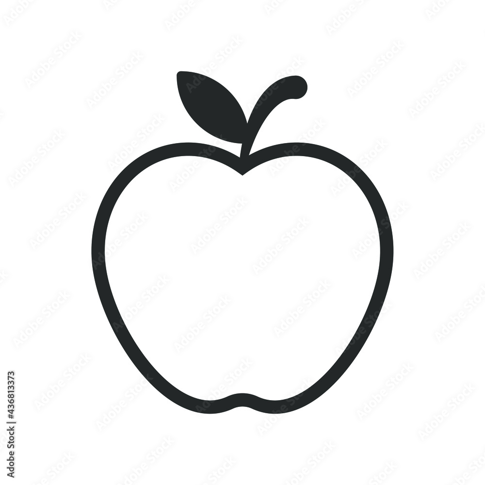 Fototapeta premium Apple shape icon. Fruit silhouette symbol logo. Vector illustration image. Isolated on white background.