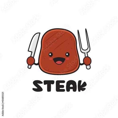 Cute steak mascot character