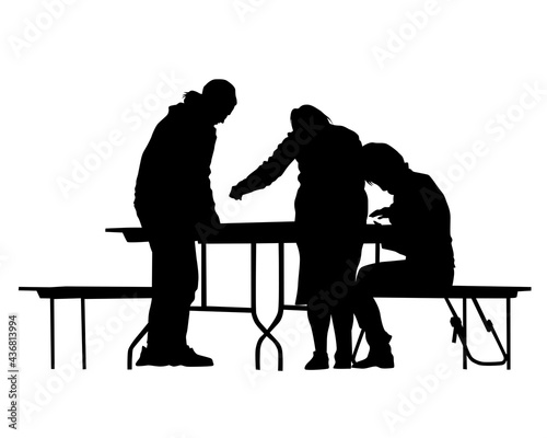 People in urban cafe. Isolated silhouettes of people on a white background