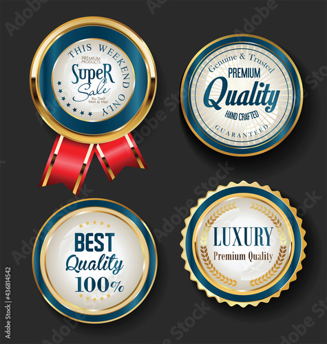Retro vintage golden badges and labels collection