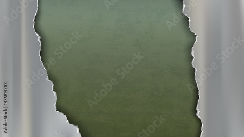 Metal torn aluminum plate with template for copy space