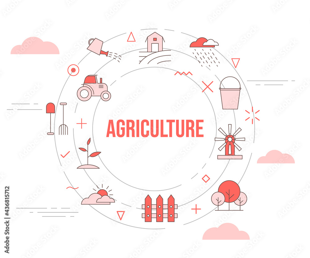 agriculture concept with icon set template banner and circle round shape agriculture concept with icon set template banner and circle round shape