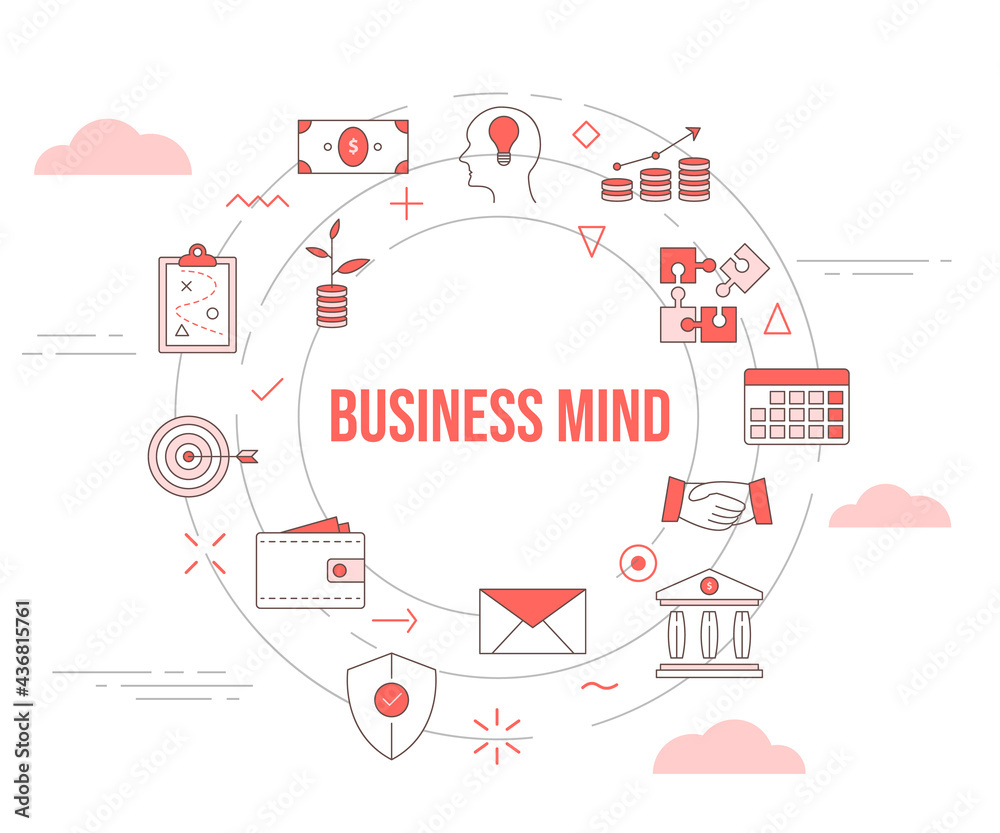 Obraz premium business mind concept with icon set template banner and circle round shape