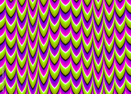 Green, pink and purple wrapping paper. Motion illusion. Seamless pattern.