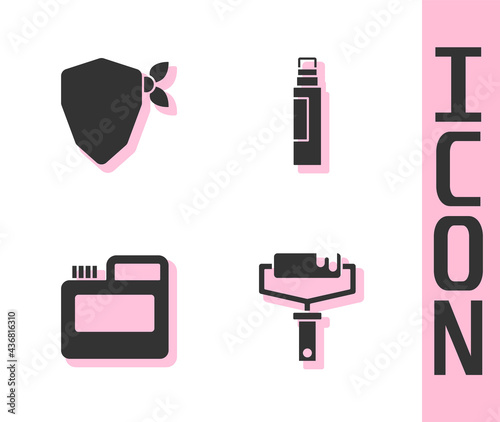 Set Paint roller brush, Vandal, Paint, gouache, jar, dye and Marker pen icon. Vector