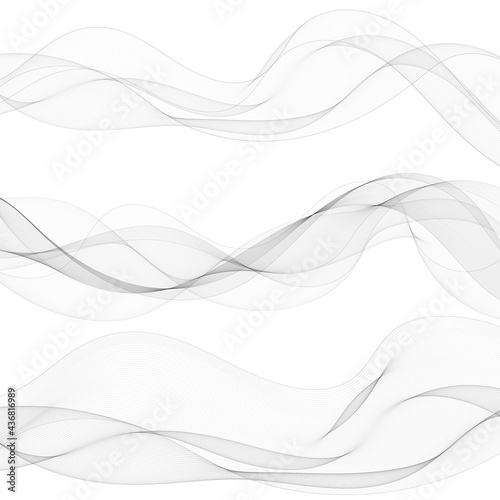 Set of abstract gray waves. Vector background. Design element. eps 10