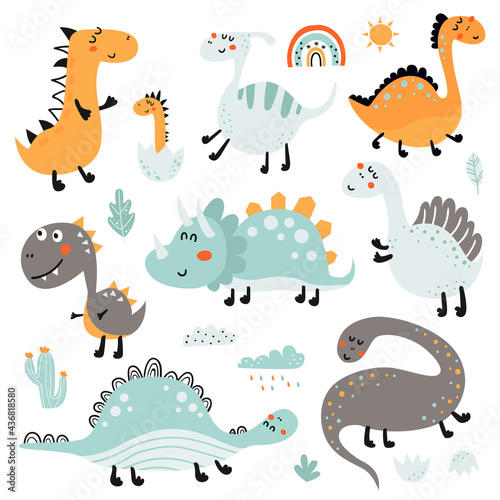 Fototapeta Naklejka Na Ścianę i Meble -  Set of cute dinosaurs