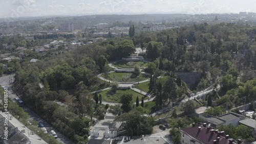 D-Log. Sevostopol, Crimea. Malakhov Kurgan is a tactically important height of Sevastopol. One of the most visited tourist destinations in the city, Aerial View, Point of interest photo