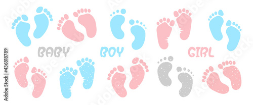 Children's footprints. human feet standing on the ground. isolated on white background