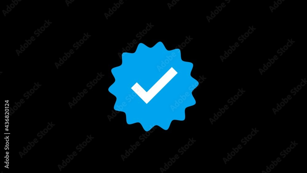 Profile verification blue check mark icon. Alpha channel. Social media check mark 4k footage