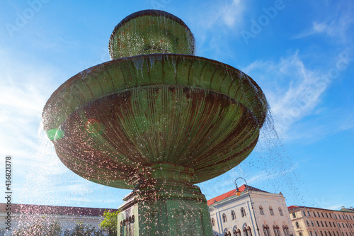 Fountain in front of the Munich University . City Street Fountain at the Ludwig Maximilian University of Munich Bavaria Germany 