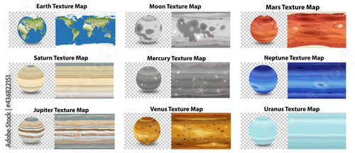 Set of different planet texture map