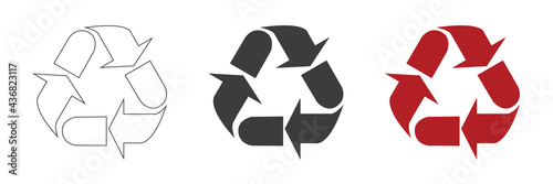Mobius icons set. Plastic recycling symbols. Triangle signs with isolated arrows. Vector illustration