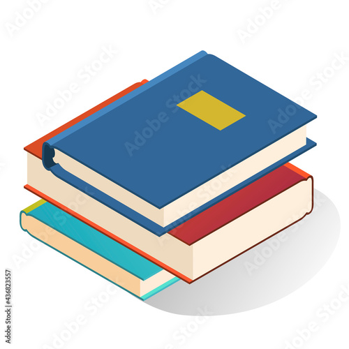 Stack books vector flat illustration. Pile textbooks, educational or entertainment paper literature