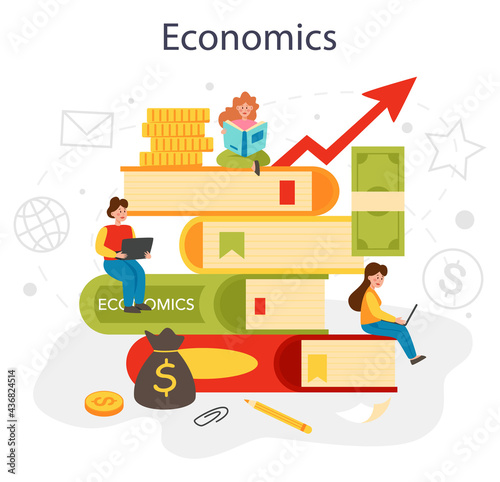 Economy school subject concept. Student studying economics