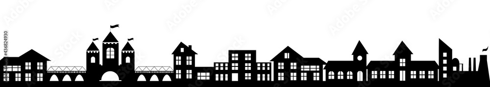 City skylines black silhouette on white background