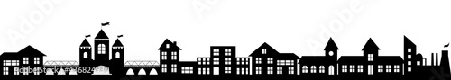 City skylines black silhouette on white background
