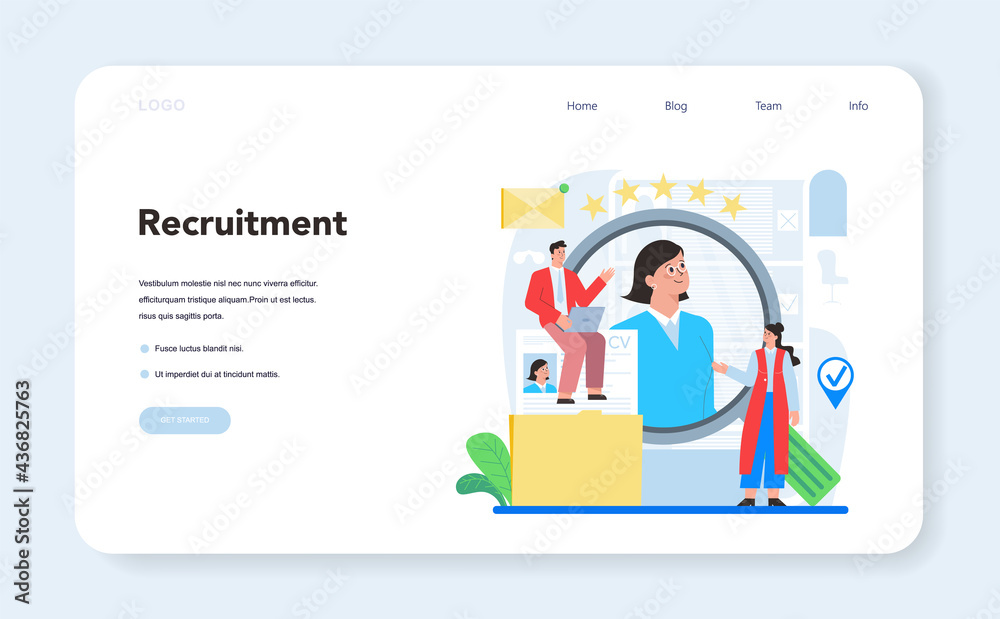 Human resources specialist web banner or landing page. Idea of recruitment