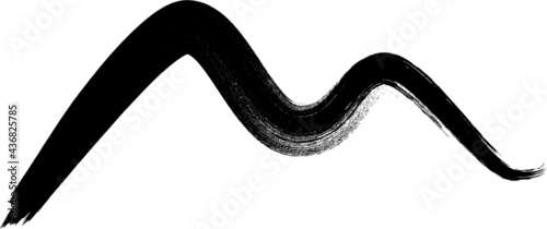 Mountain silhouettes . Letter m . Rocky peaks .  Splatter Paint Texture . Distress Grunge background . Scratch, Grain, Noise rectangle stamp . Black Spray Blot of Ink..abstract vector.