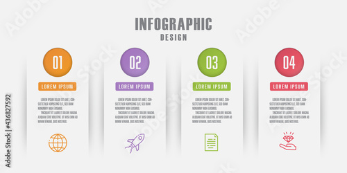 Vector infographic design template with icon 4 step. Design element for presentation.