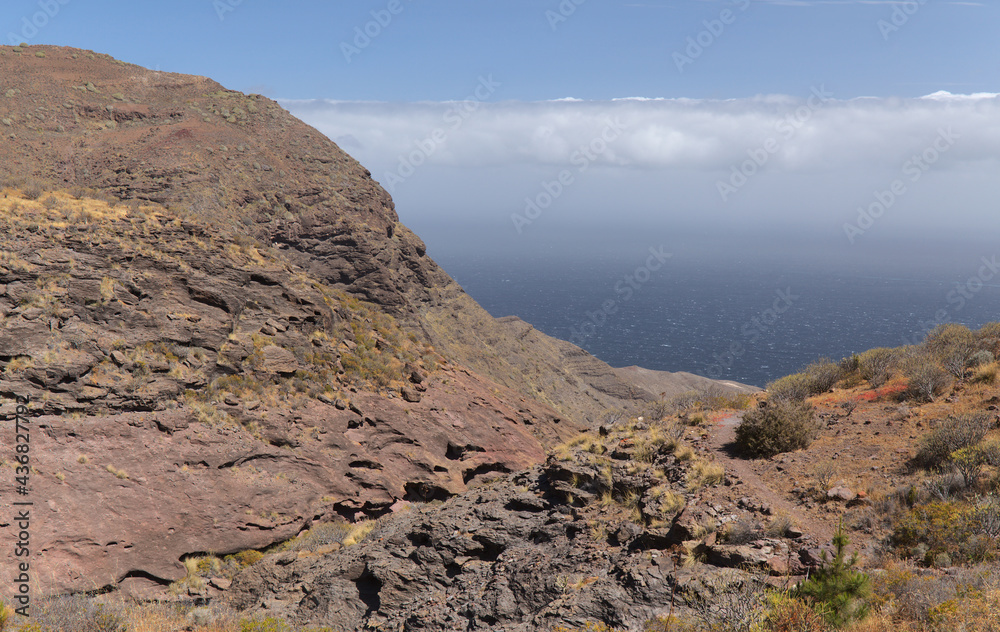 Obraz premium Gran Canaria, landscape of the western part of the island along a hiking route called The Postman Route, El Camino del Cartero