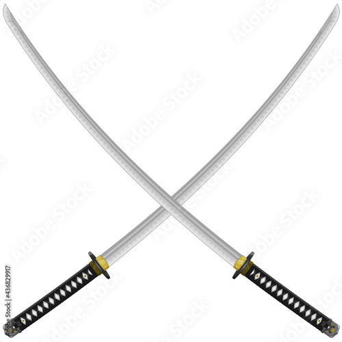Vector design of a katana samurai swords, katana sword from ancient feudal japan, used by samurai warriors