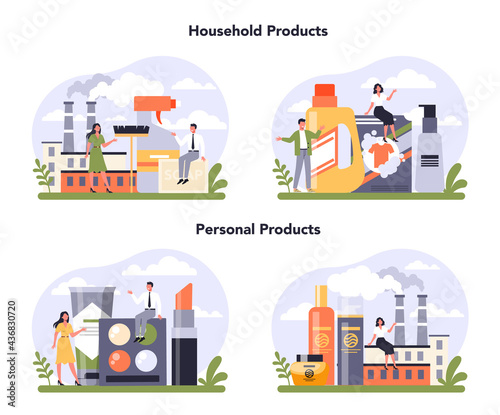 Household and personal products industry sector of the economy set.