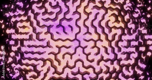 Fototapeta Naklejka Na Ścianę i Meble -  Labyrinth with glowing floor pink abstract 3d illustration