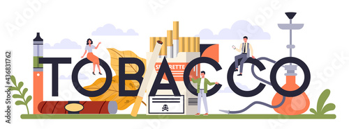 Tobacco typographic header. Cigar production industry sector of the economy