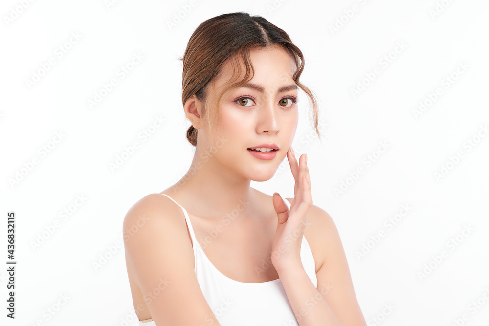 Beautiful young asian woman with clean fresh skin on white background, Face care, Facial treatment, Cosmetology, beauty and spa, Asian women portrait Beautiful young asian woman with clean fresh skin on white background, Face care, Facial treatment, Cosmetology, beauty and spa, Asian women portrait