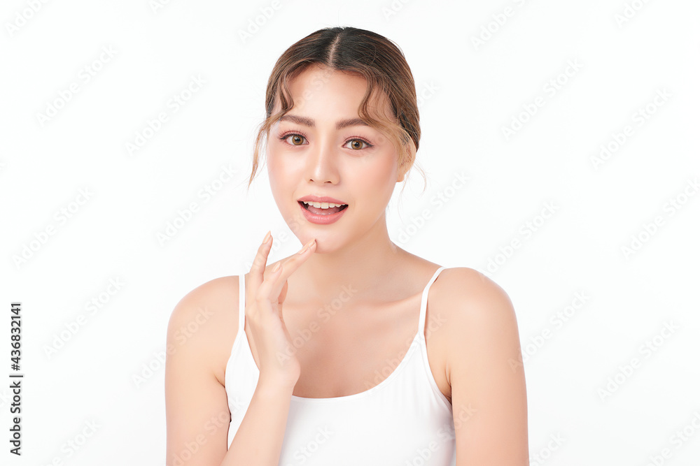 Beautiful young asian woman with clean fresh skin on white background, Face care, Facial treatment, Cosmetology, beauty and spa, Asian women portrait Beautiful young asian woman with clean fresh skin on white background, Face care, Facial treatment, Cosmetology, beauty and spa, Asian women portrait