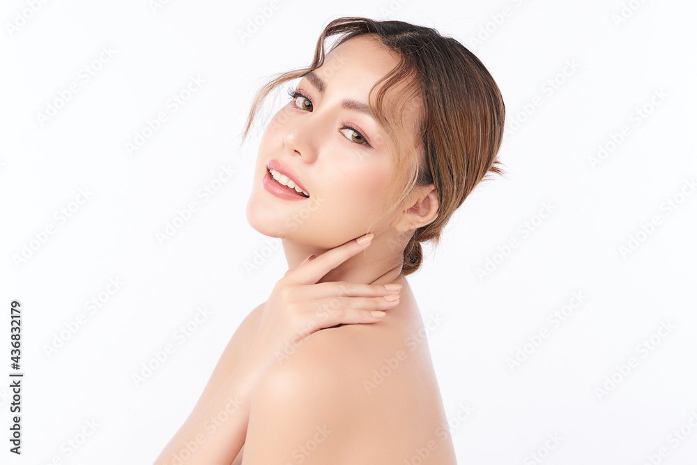 Beautiful young asian woman with clean fresh skin on white background, Face care, Facial treatment, Cosmetology, beauty and spa, Asian women portrait Beautiful young asian woman with clean fresh skin on white background, Face care, Facial treatment, Cosmetology, beauty and spa, Asian women portrait