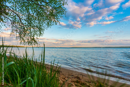Beautiful lakeshore of Higgins Lake State Park in northern Michigan.